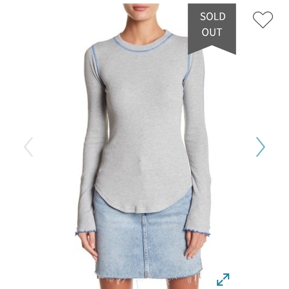 SOLDFree People Zip to it gray blue zipper thermal - Picture 2 of 10